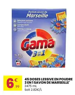 Stokomani GAMA 45 doses lessive en poudre 3 en 1 savon de marseille offre