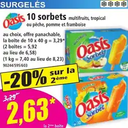 Norma OASIS 10 sorbets multifruits, tropical ou pêche, pomme et framboise offre
