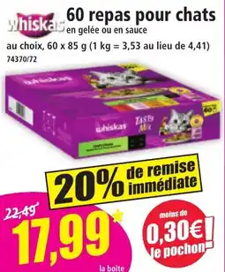 Norma WHISKAS 60 repas pour chats offre