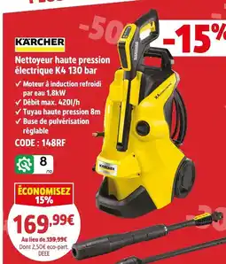 Screwfix Kärcher Nettoyeur haute pression électrique K4 130 bar offre