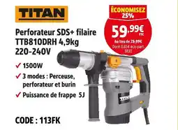 Screwfix TITAN Perforateur SDS+ filaire TTB810DRH 4,9kg 220-240V offre