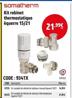 Screwfix SOMATHERM Kit robinet thermostatique équerre 15/21 offre