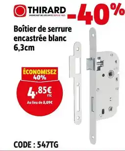 Screwfix THIRARD Boîtier de serrure encastrée blanc 6,3cm offre