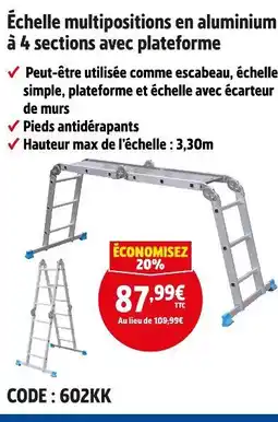 Screwfix Échelle multipositions en aluminium à 4 sections avec plateforme offre