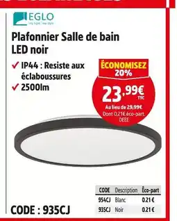 Screwfix EGLO Plafonnier Salle de bain LED noir offre