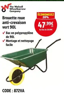 Screwfix Brouette roue anti-crevaison vert 90l offre