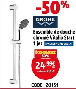Screwfix GROHE Ensemble de douche chromé Vitalio Start 1 jet offre