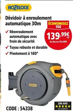 Screwfix Hozelock Dévidoir à enroulement automatique 30m offre