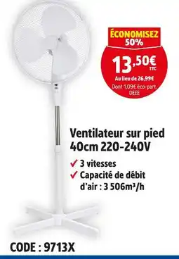 Screwfix Ventilateur sur pied 40cm 220-240V offre