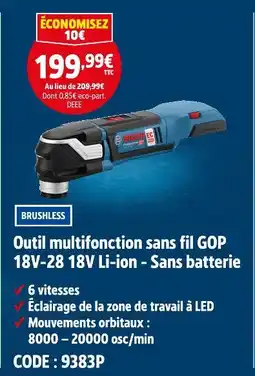 Screwfix BOSCH Outil multifonction sans fil GOP 18V-28 18V Li-ion - Sans batterie offre