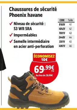 Screwfix Chaussures de sécurité Phoenix havane offre