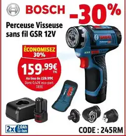 Screwfix BOSCH Perceuse Visseuse sans fil GSR 12V offre