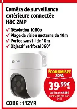Screwfix Caméra de surveillance extérieure connectée H8C 2MP offre