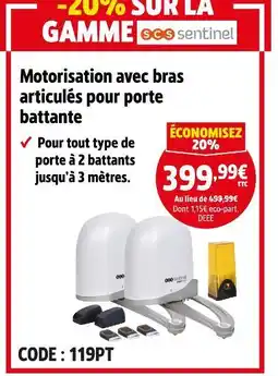 Screwfix Motorisation avec bras articulés pour porte battante offre