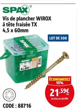 Screwfix SPAX Vis de plancher WIROX offre