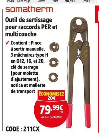 Screwfix Somatherm Outil de sertissage pour raccords PER et multicouche offre