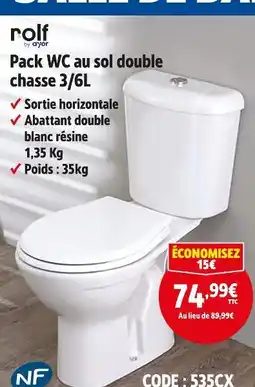Screwfix ROLF Pack WC au sol double chasse 3/6L offre
