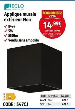 Screwfix EGLO Applique murale extérieur Noir offre