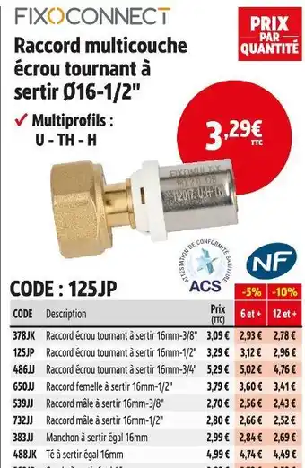 Screwfix Raccord écrou tournant à sertir 16mm-1/2 offre