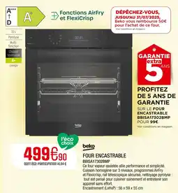 Extra BEKO Four encastrable BBISA17302BMP offre