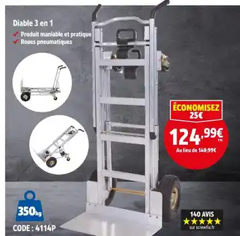 Screwfix Diable 3 en 1 offre