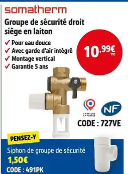 Screwfix SOMATHERM Groupe de sécurité droit siège en laiton offre