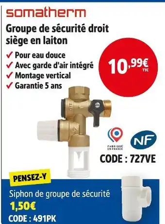 Screwfix SOMATHERM Groupe de sécurité droit siège en laiton offre