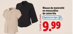 Lidl Blouse de maternité en mousseline de coton bio offre