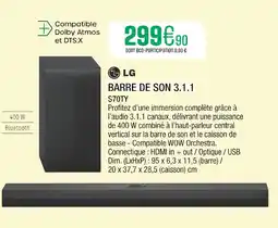 Extra LG Barre de son 3.1.1 offre