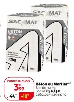 Weldom SACAMAT Béton ou Mortier offre