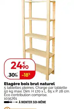 Weldom Etagère bois brut naturel offre