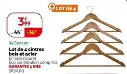 Weldom SPACEO Lot de 4 cintres bois et acier offre