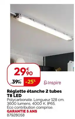 Weldom Réglette étanche 2 tubes t8 led offre