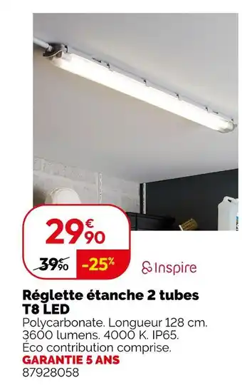 Weldom Réglette étanche 2 tubes t8 led offre