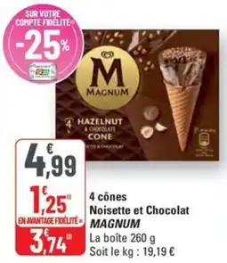 G20 4 cônes Noisette et Chocolat MAGNUM offre