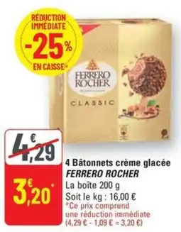 G20 4 Bâtonnets crème glacée FERRERO ROCHER La boîte offre