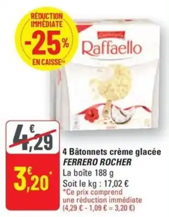 G20 4 Bâtonnets crème glacée FERRERO ROCHER offre