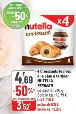 G20 4 Croissants fourrés à la pâte à tartiner NUTELLA FERRERO offre