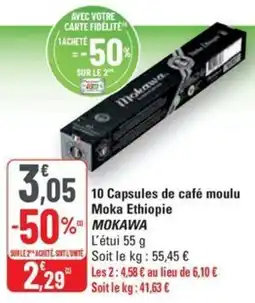G20 10 Capsules de café moulu Moka Ethiopie MOKAWA offre