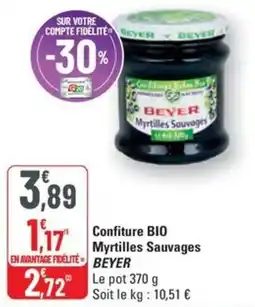 G20 Confiture BIO Myrtilles Sauvages BEYER offre