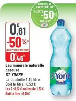 G20 Eau minérale naturelle gazeuse ST-YORRE offre