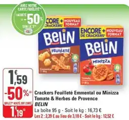G20 Crackers Feuilleté Emmental ou Minizza Tomate & Herbes de Provence BELIN offre