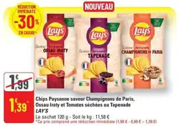 G20 Chips Paysanne saveur Champignons de Paris, Ossau Iraty et Tomates séchées ou Tapenade LAY'S offre