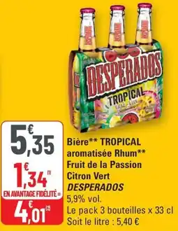 G20 Bière TROPICAL aromatisée Rhum Fruit de la Passion Citron Vert DESPERADOS offre
