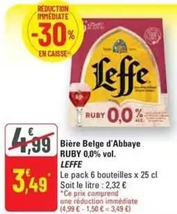 G20 Bière Belge d'Abbaye RUBY 0,0% vol. LEFFE offre