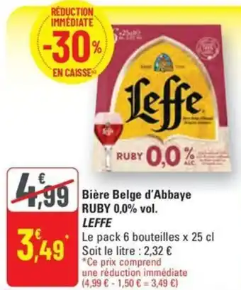 G20 Bière Belge d'Abbaye RUBY 0,0% vol. LEFFE offre