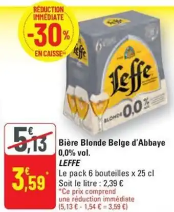 G20 Bière Blonde Belge d'Abbaye 0,0% vol. LEFFE offre