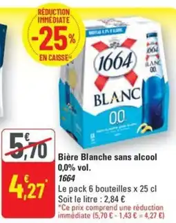 G20 Bière Blanche sans alcool 0,0% vol. 1664 offre
