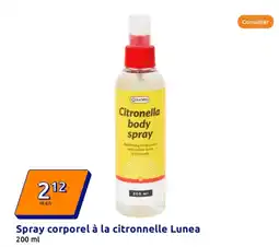 Action LUNEA Spray corporel à la citronnelle offre