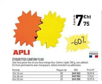 Hyperburo étiquettes Carton Fluo Apli offre